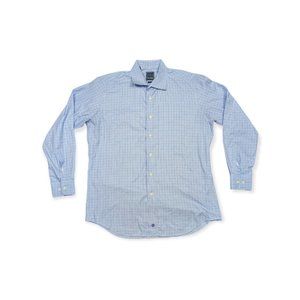 David Donahue Trim Fit Men's 17 34/35 Checkered Button Up Long Sleeve Shirt 3